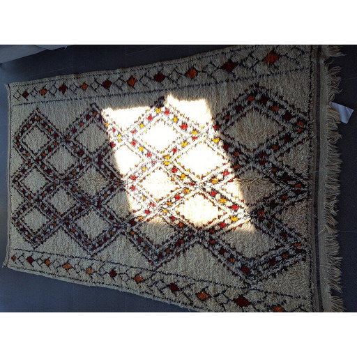 Tapis vintage en laine beni ouarain, Maroc 1970