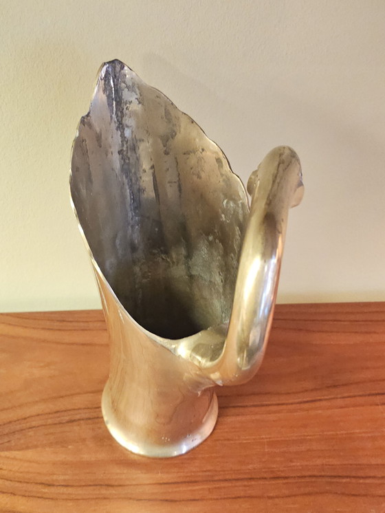 Image 1 of Vase en laiton vintage Oiseau Cygne