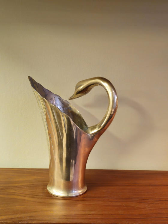 Image 1 of Vase en laiton vintage Oiseau Cygne