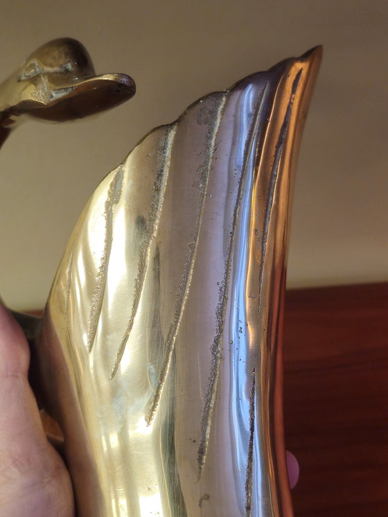 Image 1 of Vase en laiton vintage Oiseau Cygne