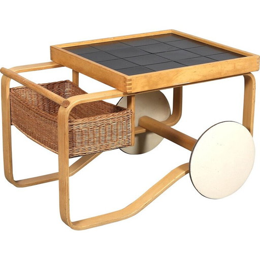 Chariot à thé vintage en bouleau modèle 900 par Alvar Aalto pour Huonekalu- ja rakennustyötehdas, 1937