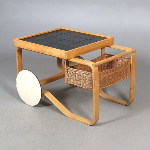Chariot à thé vintage en bouleau modèle 900 par Alvar Aalto pour Huonekalu- ja rakennustyötehdas, 1937