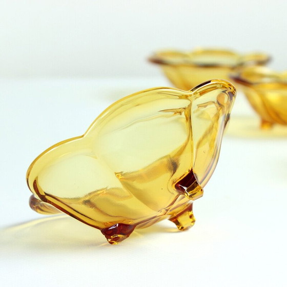 Image 1 of Lot de 6 bols en verre ambré pour Borske Sklo, Tchécoslovaquie 1960