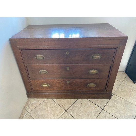 Image 1 of Meuble de bricolage vintage avec 3 grands tiroirs en chêne, 1900