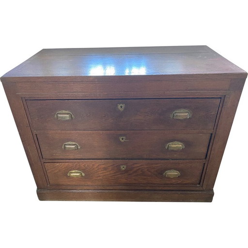 Meuble de bricolage vintage avec 3 grands tiroirs en chêne, 1900