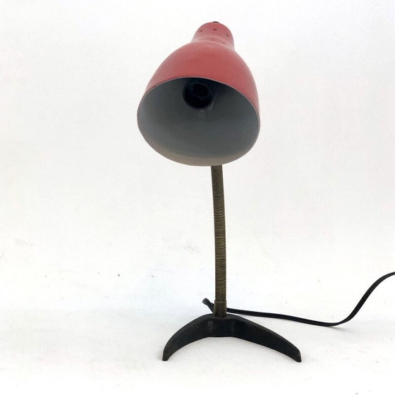 Image 1 of Lampe flexible vintage en laiton et laque rouge, Italie 1950