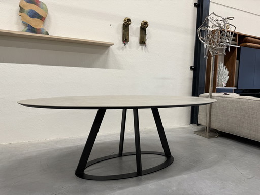 Harvink Fier Table de salle à manger ovale Béton Soie Céramique 225x115