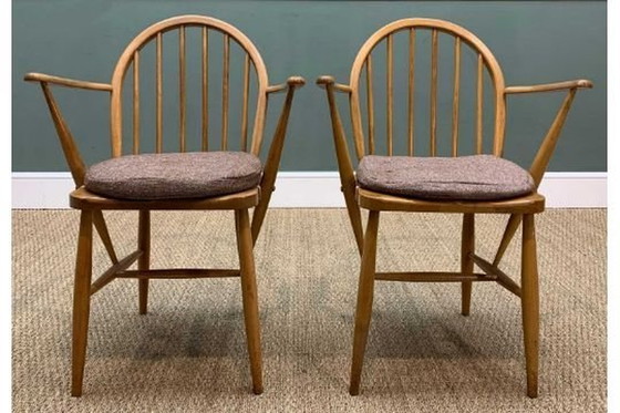 Image 1 of Vintage Mid Century Ercol Windsor Dining Chairs Set Of 6