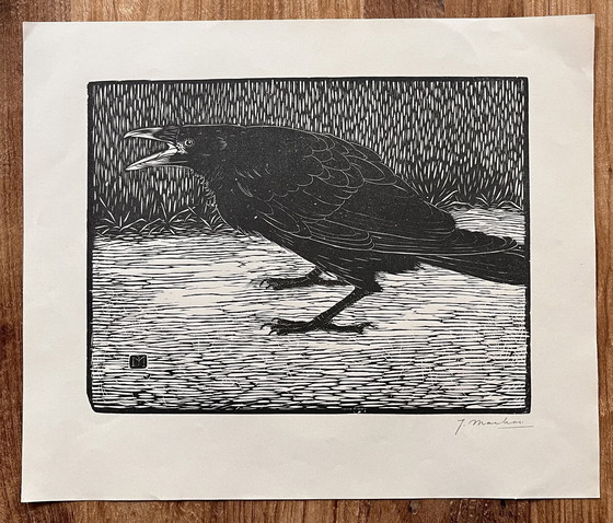 Image 1 of Jan Mankes 1889-1920 / Gravure sur bois originale Corneille hurlante 1918