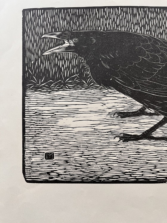 Image 1 of Jan Mankes 1889-1920 / Gravure sur bois originale Corneille hurlante 1918