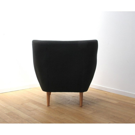 Image 1 of Paire de fauteuils vintage en bois clair et tissu gris