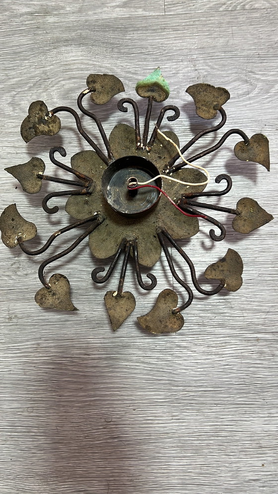 Image 1 of Lampe murale en fer forgé, avec motif floral, 1950 Approx.