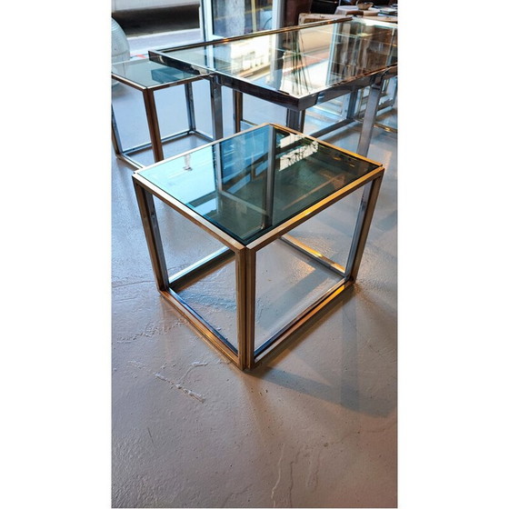 Image 1 of Table basse vintage en métal chromé avec 4 tables gigognes par Remeo Rega, Italie 1960