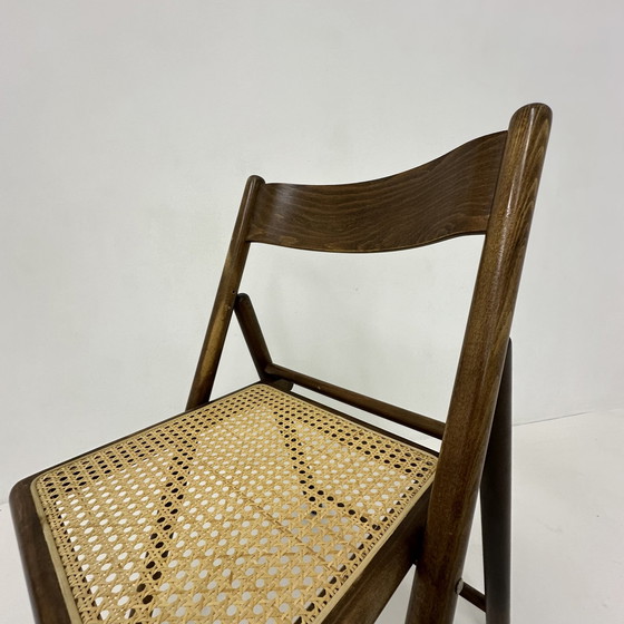 Image 1 of Chaise pliante vintage en bois et sangle par Habitat, 1980's