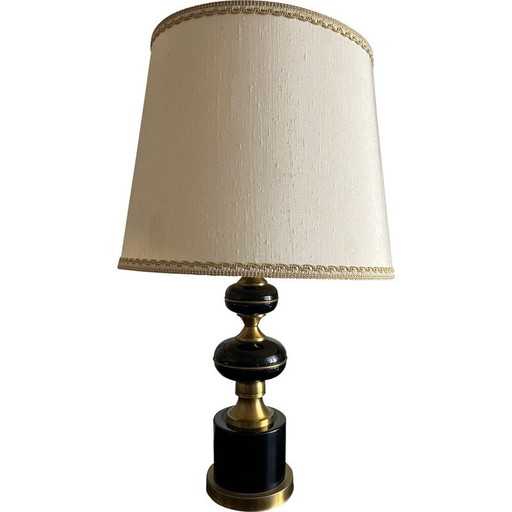 Lampe vintage en métal laqué noir et métal doré pour Delmas, 1970