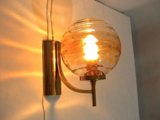 Image 1 of Appliques (2), Mid Century Modern, Kw, Art Deco, Laiton, Verre de Murano, Hyper Vintage, Rare