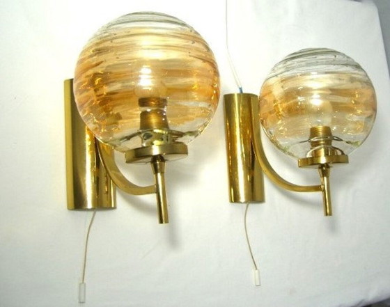 Image 1 of Appliques (2), Mid Century Modern, Kw, Art Deco, Laiton, Verre de Murano, Hyper Vintage, Rare