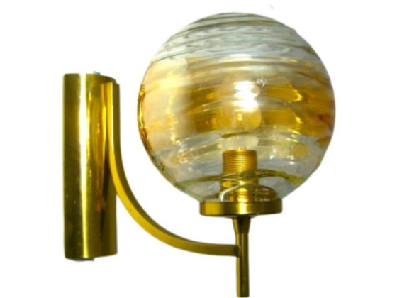 Image 1 of Appliques (2), Mid Century Modern, Kw, Art Deco, Laiton, Verre de Murano, Hyper Vintage, Rare