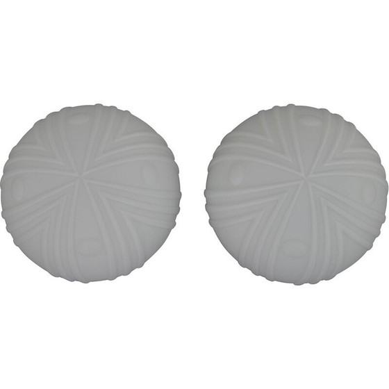 Image 1 of Paire de plafonniers vintage en métal et verre, 1990