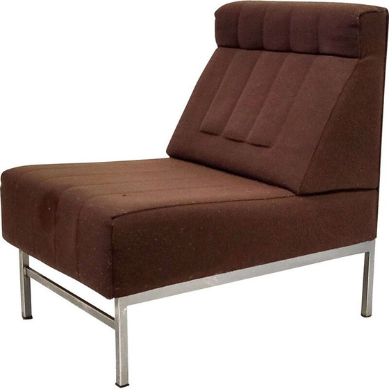 Image 1 of Fauteuil vintage en tissu marron
