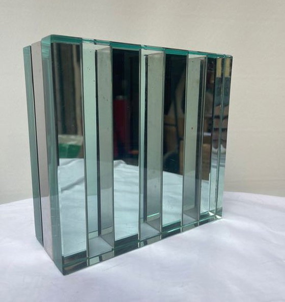 Image 1 of Vase Vintage dans le style de Gallotti & Radice - Cristal - Miroir - Acier - 1970