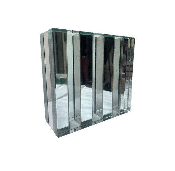 Image 1 of Vase Vintage dans le style de Gallotti & Radice - Cristal - Miroir - Acier - 1970