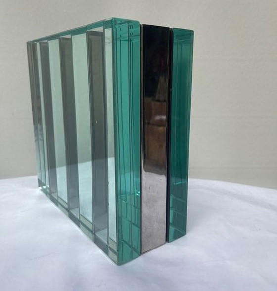 Image 1 of Vase Vintage dans le style de Gallotti & Radice - Cristal - Miroir - Acier - 1970