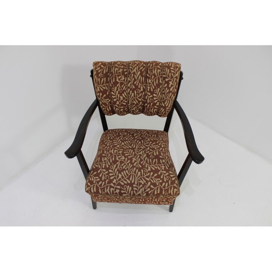 Image 1 of Paire de fauteuils tchèques avec revêtement marron d'origine - années 1950