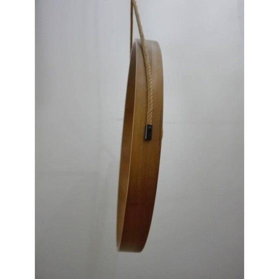 Image 1 of Miroir mural scandinave vintage en bois encadré de forme circulaire par Uno et Östen Kristiansson pour Luxus, 1960