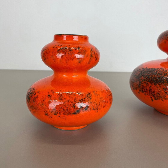 Image 1 of Paire de vases en poterie "Orange" de Spara, Allemagne, années 1970