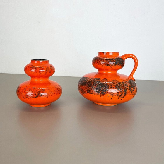 Image 1 of Paire de vases en poterie "Orange" de Spara, Allemagne, années 1970