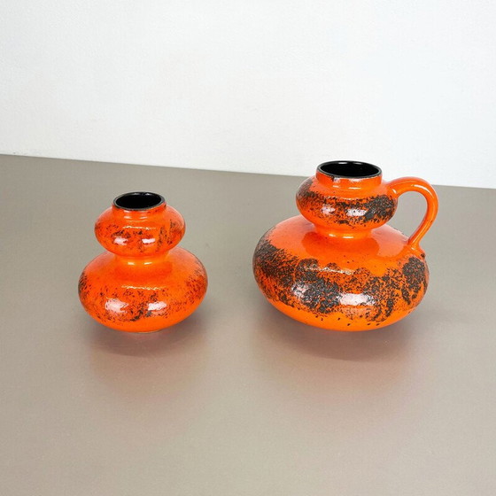 Image 1 of Paire de vases en poterie "Orange" de Spara, Allemagne, années 1970
