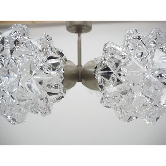 Image 1 of Lustre vintage en nickel et verre par Kamenicky Senov, Tchécoslovaquie 1970