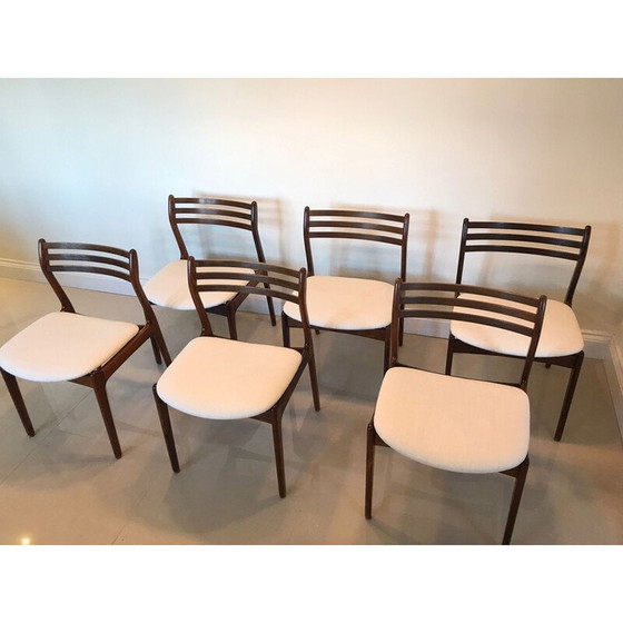 Image 1 of Ensemble de 6 chaises danoises vintage en bois de rose par P.E. Jorgensen pour Farso Stolefabrik