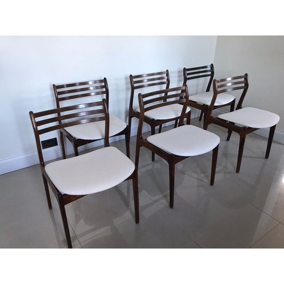 Image 1 of Ensemble de 6 chaises danoises vintage en bois de rose par P.E. Jorgensen pour Farso Stolefabrik