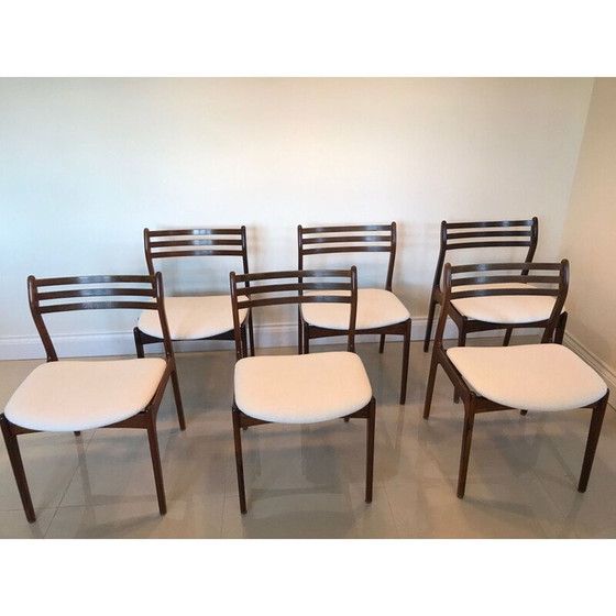 Image 1 of Ensemble de 6 chaises danoises vintage en bois de rose par P.E. Jorgensen pour Farso Stolefabrik