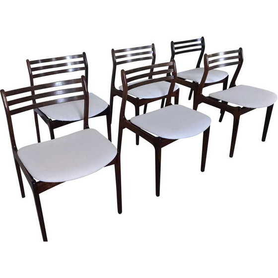 Image 1 of Ensemble de 6 chaises danoises vintage en bois de rose par P.E. Jorgensen pour Farso Stolefabrik