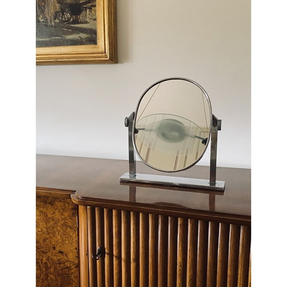 Image 1 of Miroir de table en laiton nickelé du Mid Century, Italie années 1960