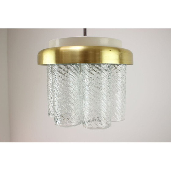 Image 1 of Lustre vintage en métal et verre par Kamenický Šenov, Tchécoslovaquie 1970