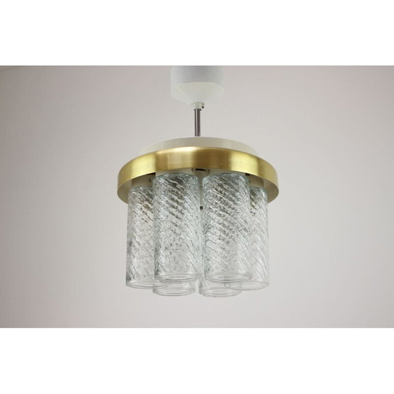 Image 1 of Lustre vintage en métal et verre par Kamenický Šenov, Tchécoslovaquie 1970