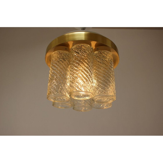 Image 1 of Lustre vintage en métal et verre par Kamenický Šenov, Tchécoslovaquie 1970