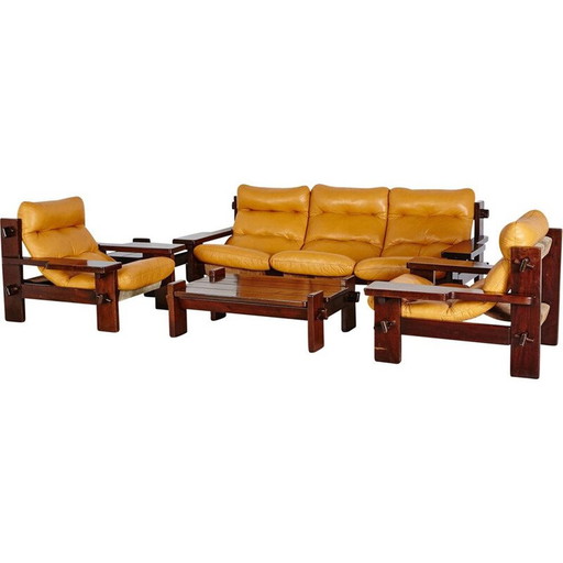 Ensemble de canapés en cuir vintage par Jean Gillon pour Probel, Brésil 1960