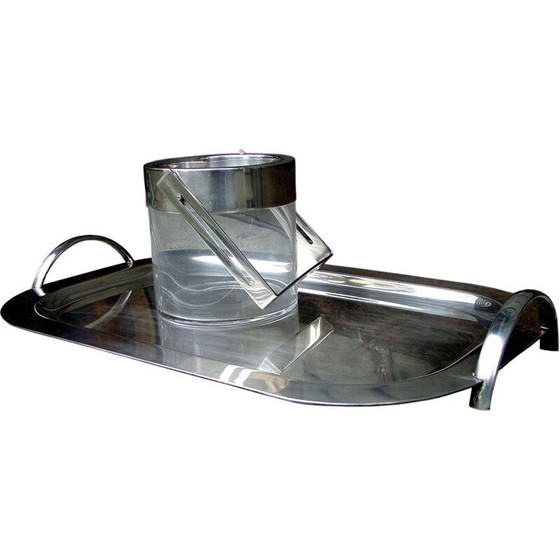 Image 1 of Seau à glace et plateau vintage par Lino Sabattini, Italie 1970