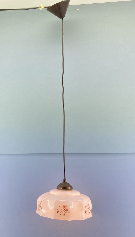 Image 1 of Lampe pendante art déco rose