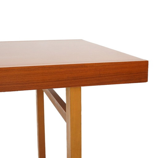 Table rectangulaire vintage en bois massif avec plateau extensible, Italie 1960