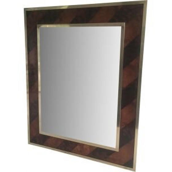 Image 1 of Miroir vintage français en bois et laiton, 1960