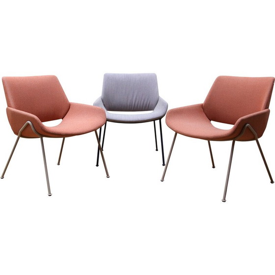 Image 1 of Ensemble de 3 fauteuils Monk vintage en métal teinté et tissu pour Prostoria