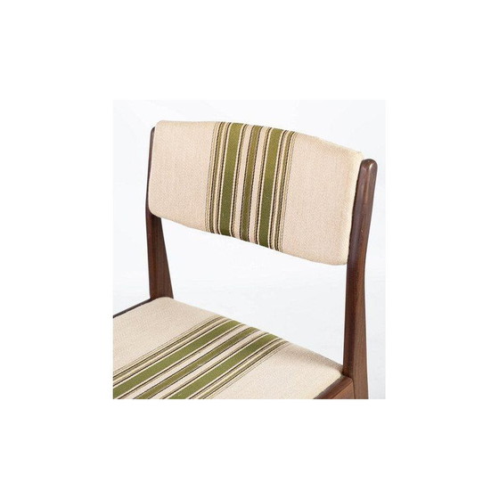 Image 1 of Ensemble de 4 chaises vintage en teck recouvertes de tissu rayé par Erik Buch 1960s