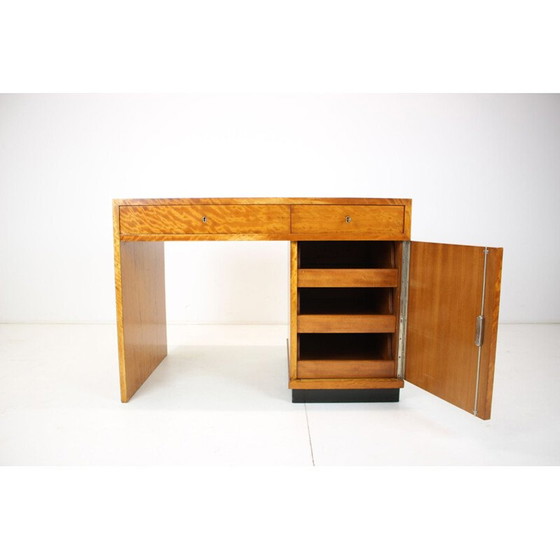 Image 1 of Bureau vintage en bois Art Deco, Tchécoslovaquie 1930