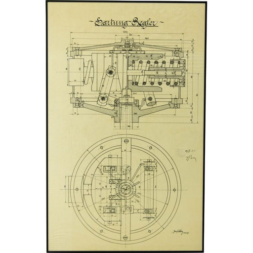 Dessin d'époque du régulateur Hartungs, 1925